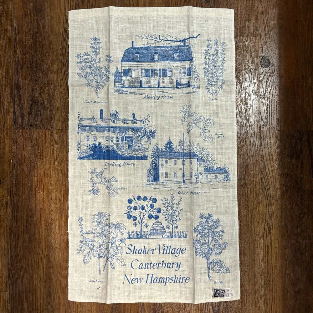 Vintage Kay Dee Shaker Village Canterbury NH 100% Linen Tea Towel